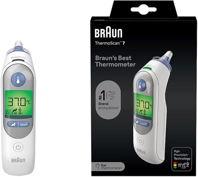 Braun ThermoScan 7 Ear thermometer - Age Precision Technology - Colour-coded Digital Display - Baby and Infant Friendly - #1 Brand among doctors